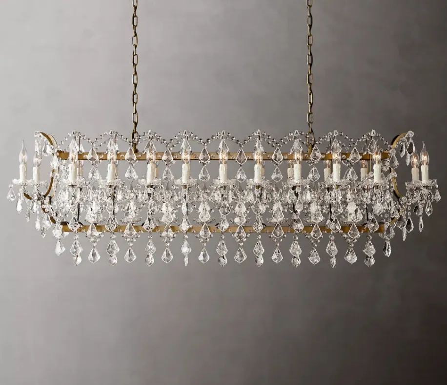 Rylight Luxury Classic Rectangular Candle Light Crystal Chandelier