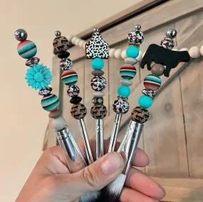 Serape Turquoise Steer Makeup Brush Set