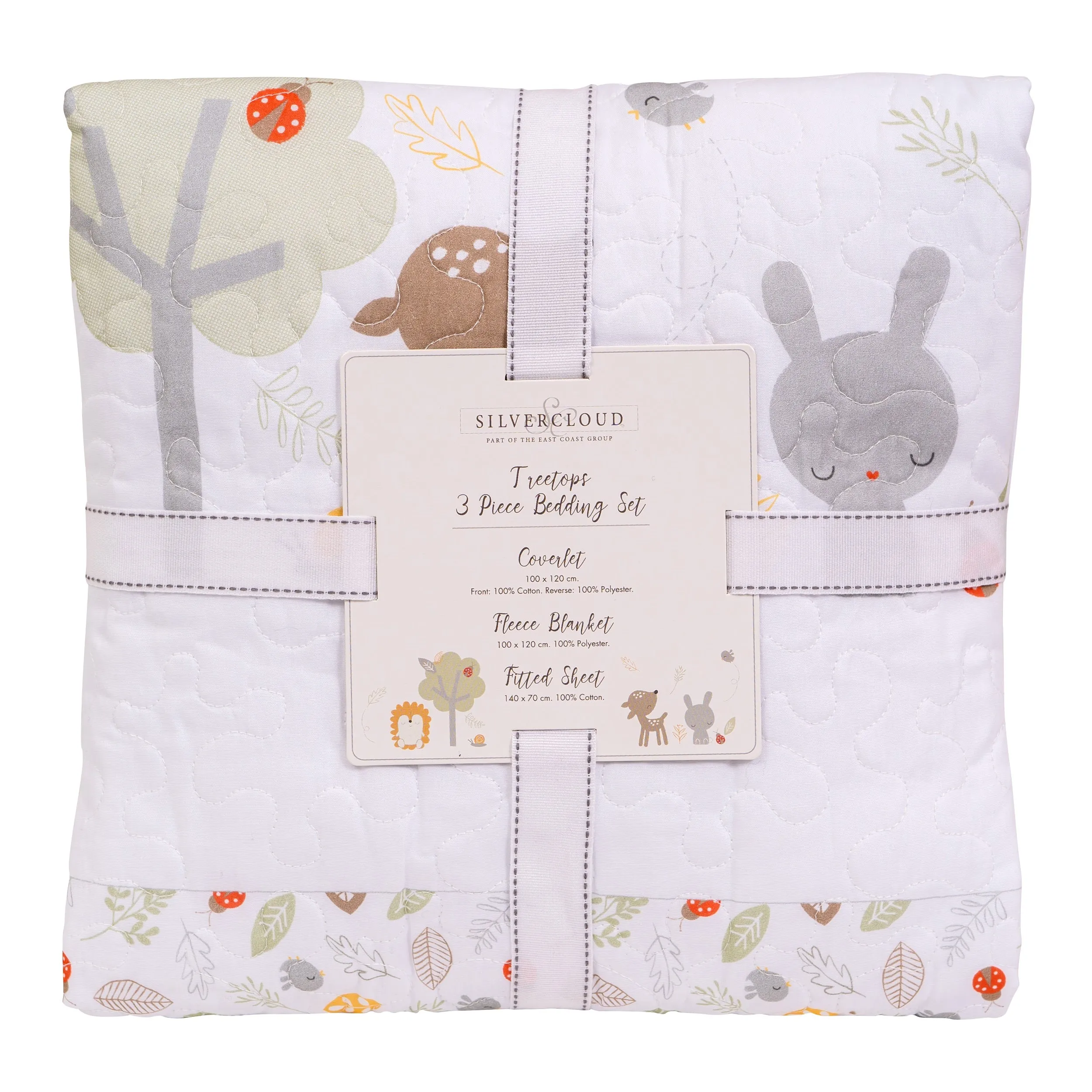 Silver Cloud Safari Friends 3 Piece Bedding Set