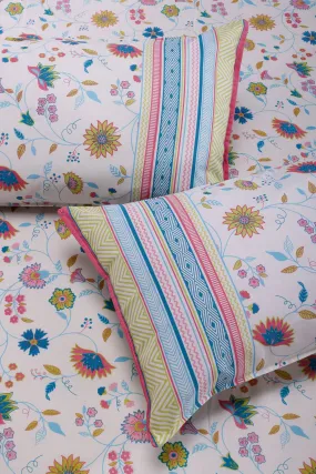 Suhana Kashish Vine Pink Turqoise Cotton  Bedsheet