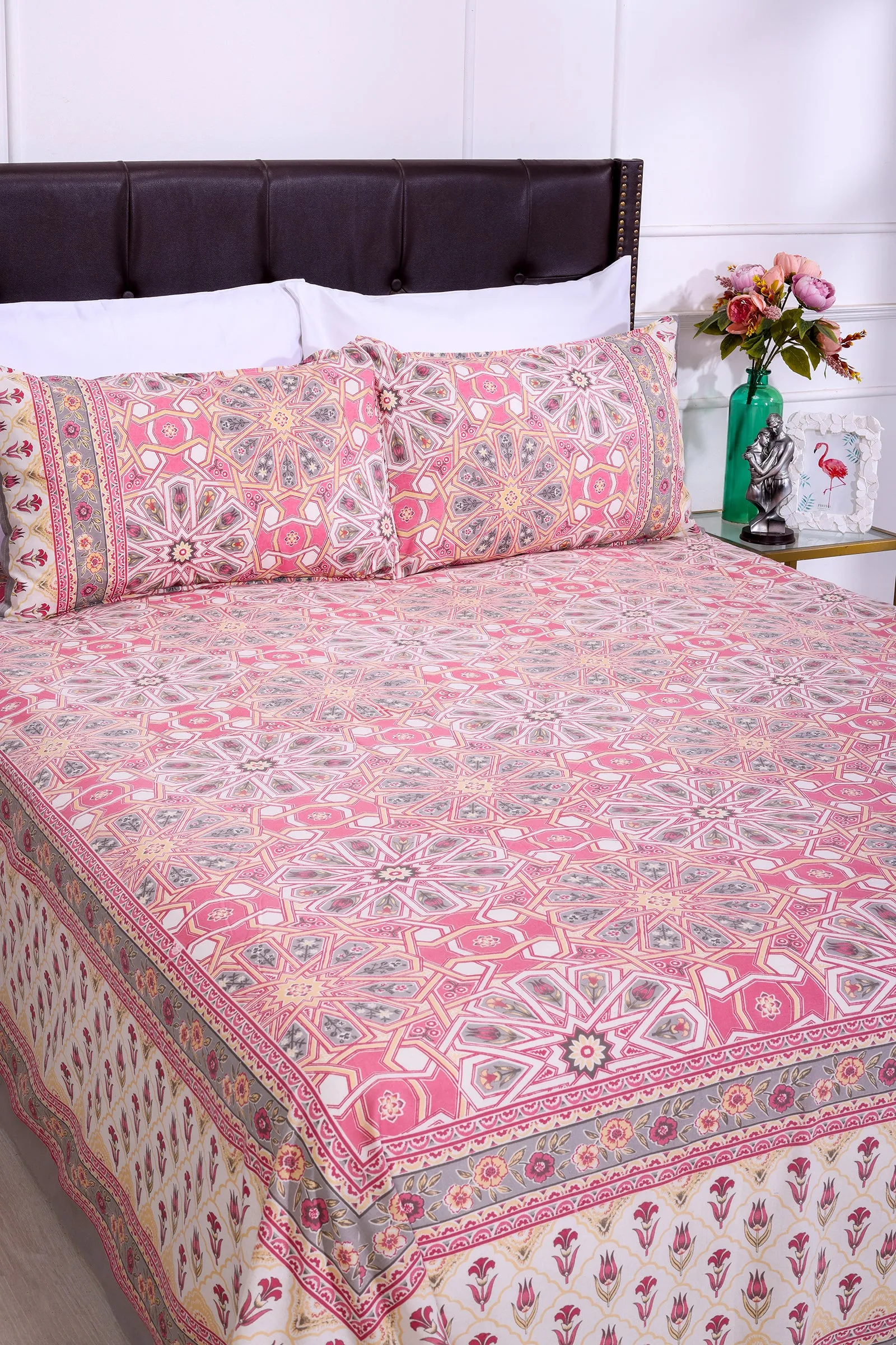 Summer Blossom Pink Cotton Bedsheet