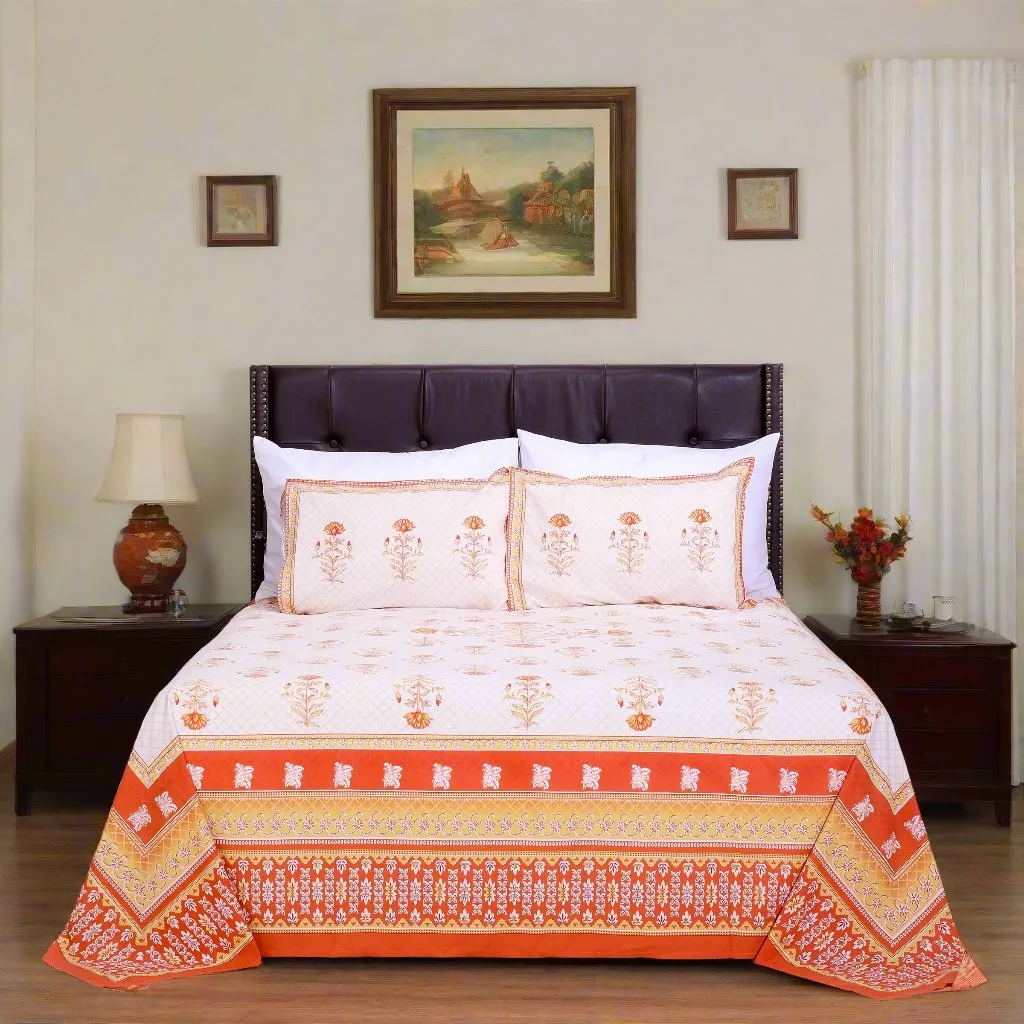 Summer Sorbet Orange Cotton Bedsheet