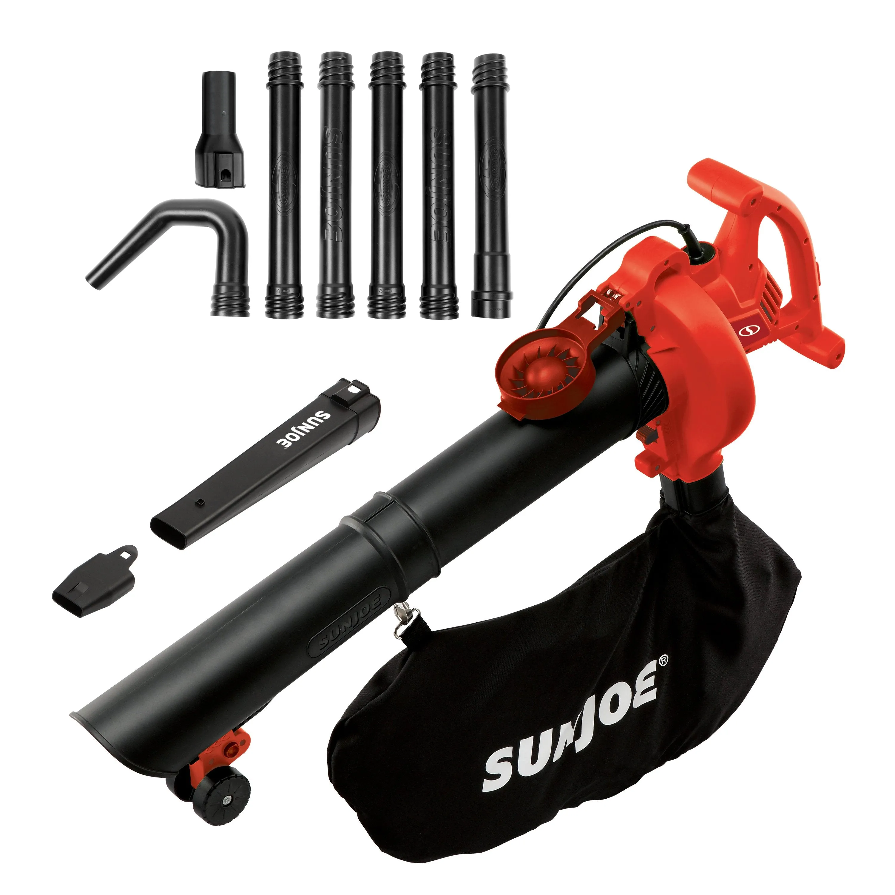 Sun Joe SBJ606E-GA-RED-RM 4-in-1 Electric Blower | 250 MPH | 14 Amp | Vacuum | Mulcher | Gutter Cleaner (Red) (Certified Refurbished)