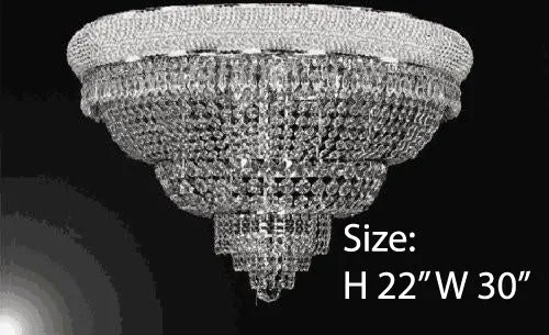 Swarovski Crystal Trimmed Chandelier Silver French Empire Crystal Flush Chandelier H22" W30" - G93-Flush/Cs/448/21Sw