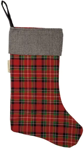 Tartan Plaid Christmas Stocking - 18" H, 11" W, Red, Blue, Green, Grey Cuff