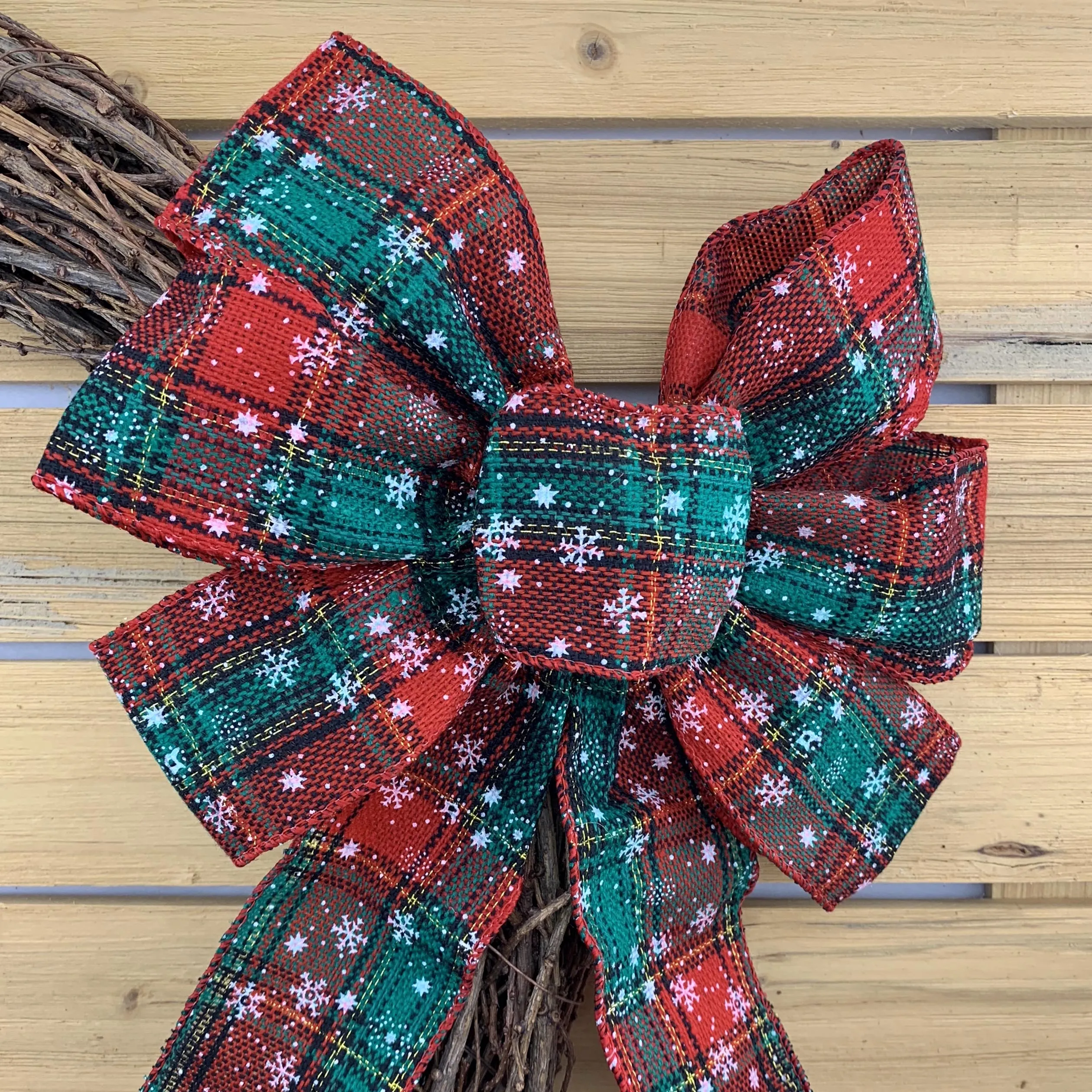 Tartan Snowflakes Christmas Tree Ribbon - 2 1/2" x 10 Yards