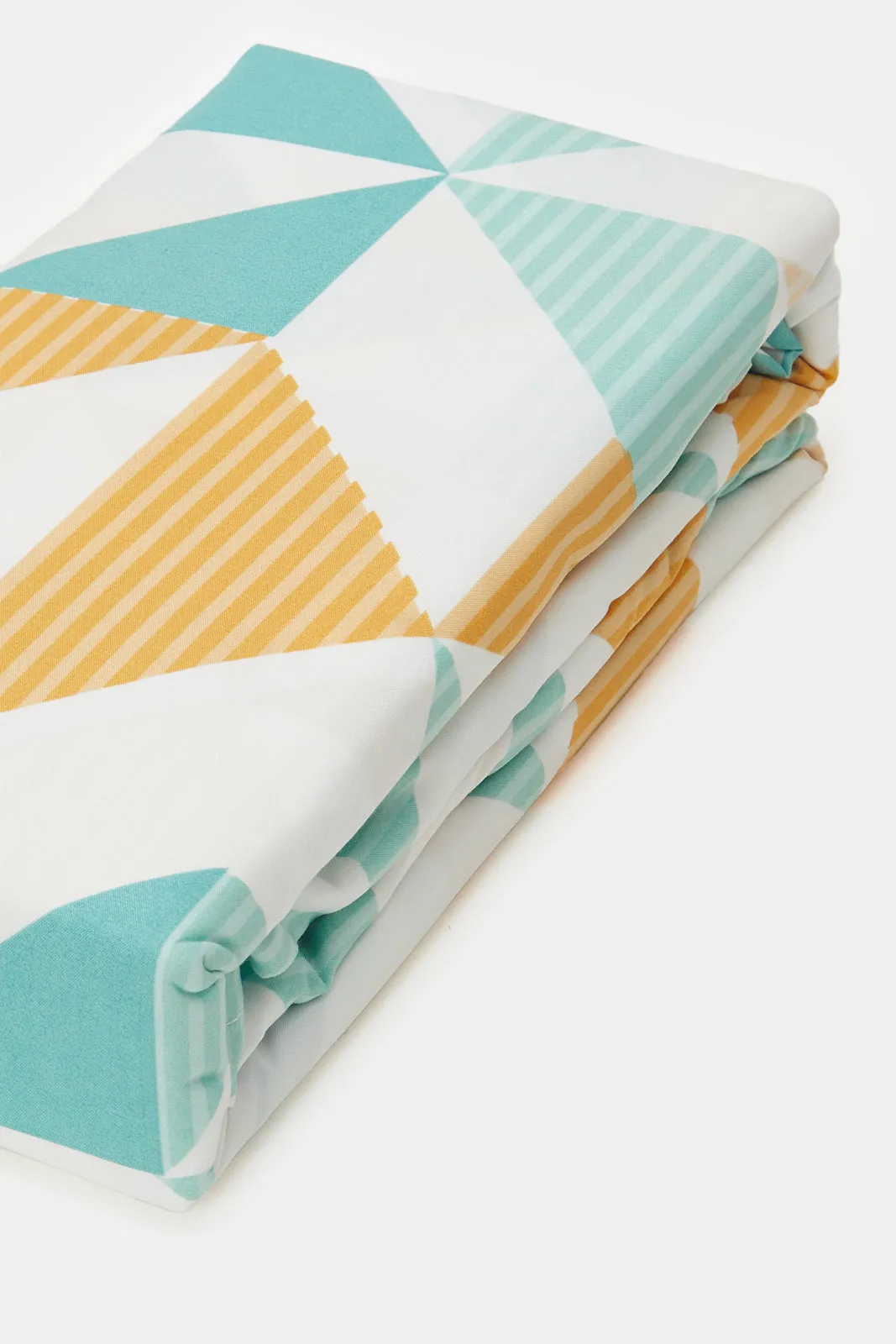 Teal Geometric Print 2-Piece Flat Sheet (Single Size)