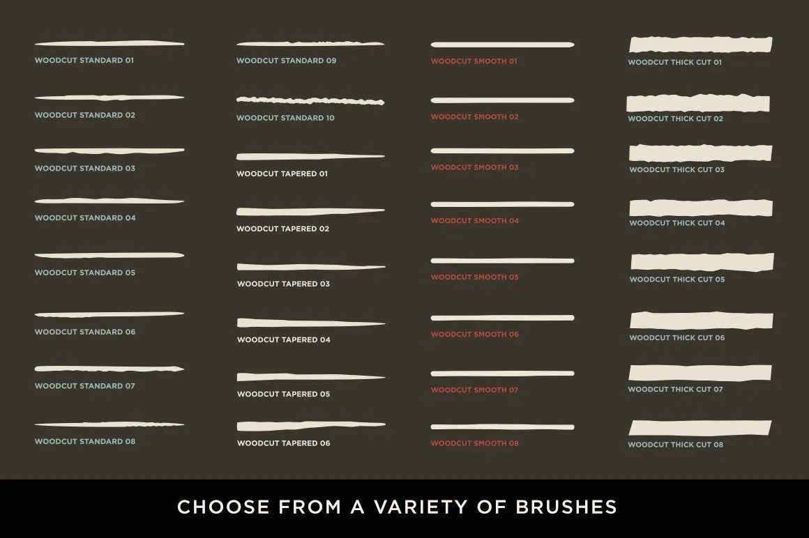 The Woodcut Brush Kit for Adobe Illustrator