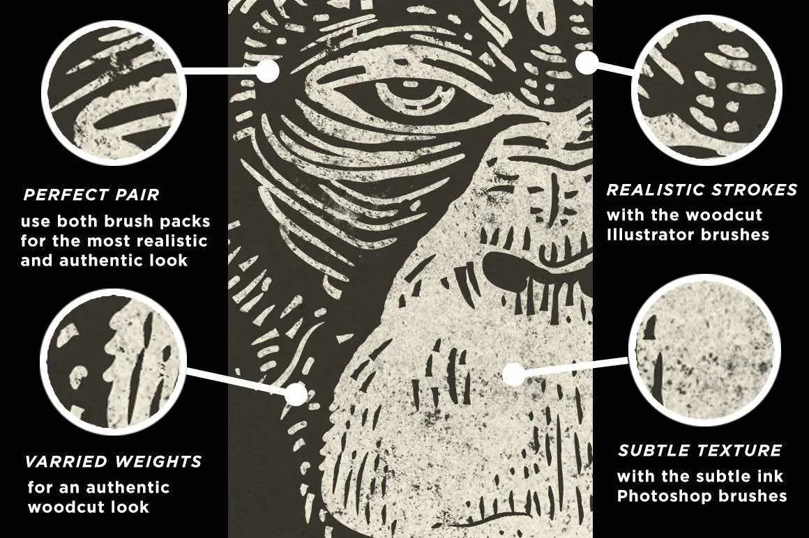 The Woodcut Brush Kit for Adobe Illustrator