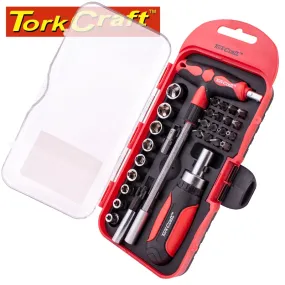 TORK CRAFT 29PC RATCHETING SCREWDRIVER & T-HANDLE TOOL SET KT6002