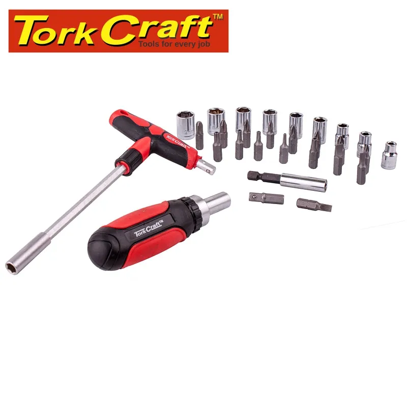 TORK CRAFT 29PC RATCHETING SCREWDRIVER & T-HANDLE TOOL SET KT6002