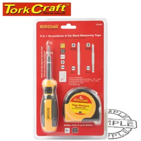 TORK CRAFT 6 IN 1 SCREWDRIVER & 5MT MEASURING TAPE KT2302