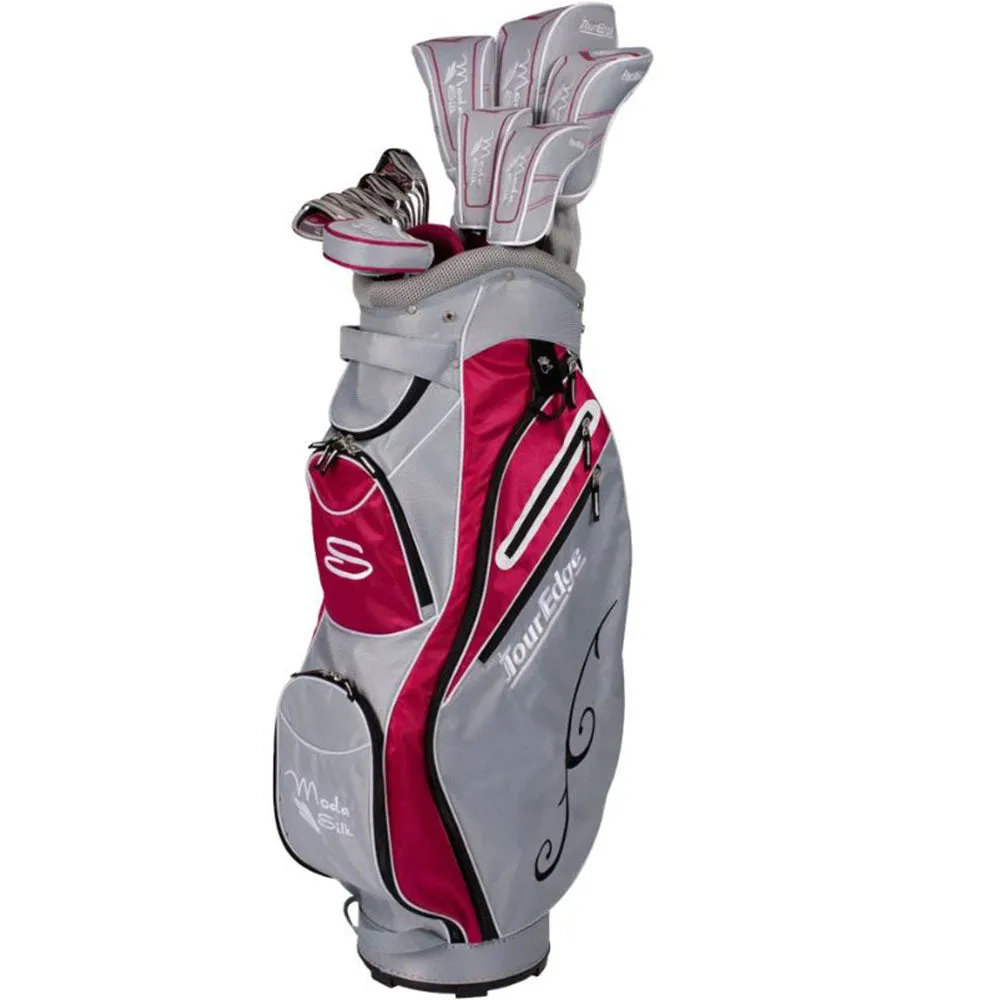 Tour Edge Moda Silk Womens Complete Golf Set w/ Bag Silver/Ruby