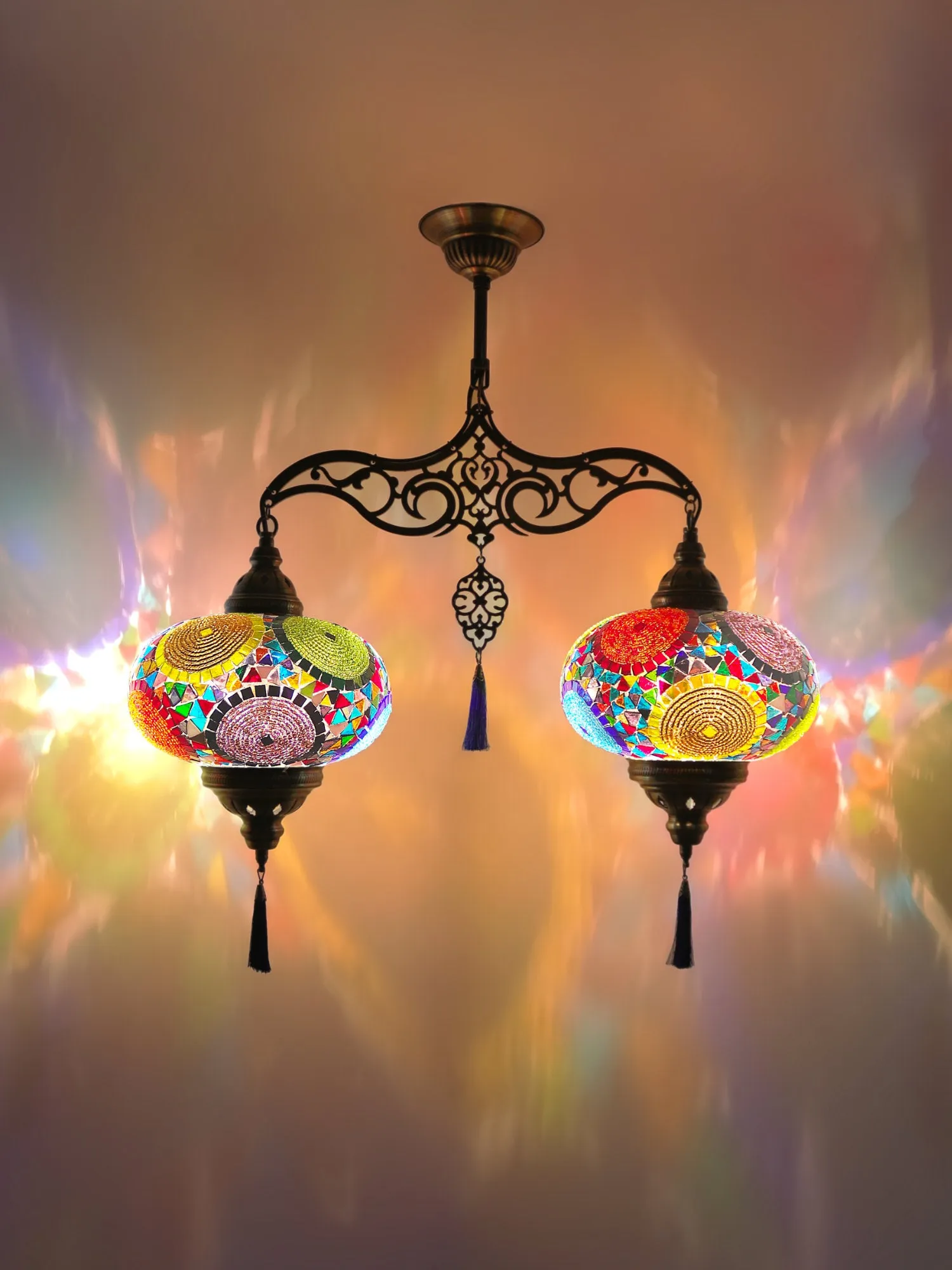 Turkish Mosaic Chandelier Big 2 Globe