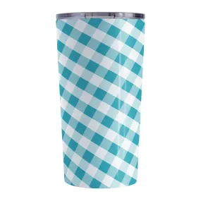 Turquoise Gingham Tumbler Cup