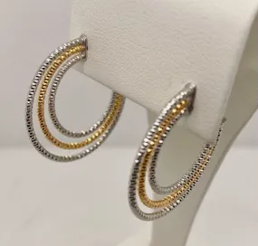 Two Tone 3/4 Hoop Earrings