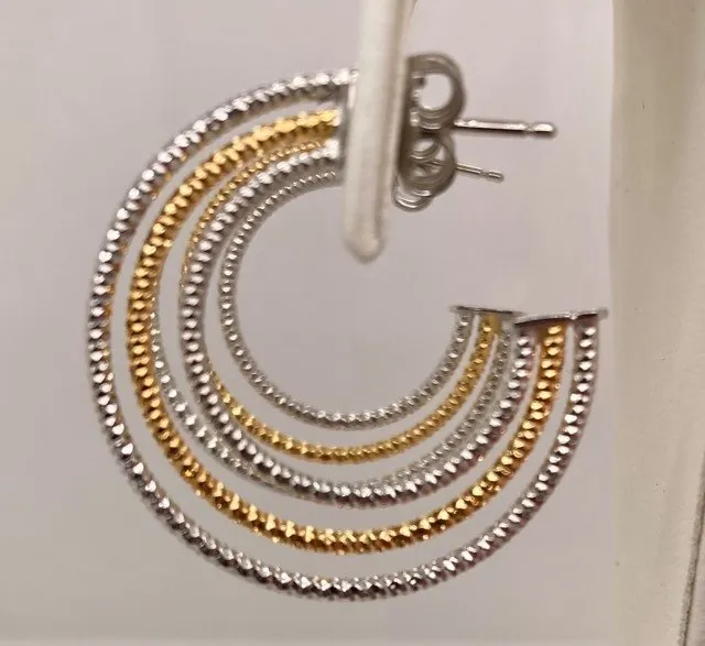 Two Tone 3/4 Hoop Earrings