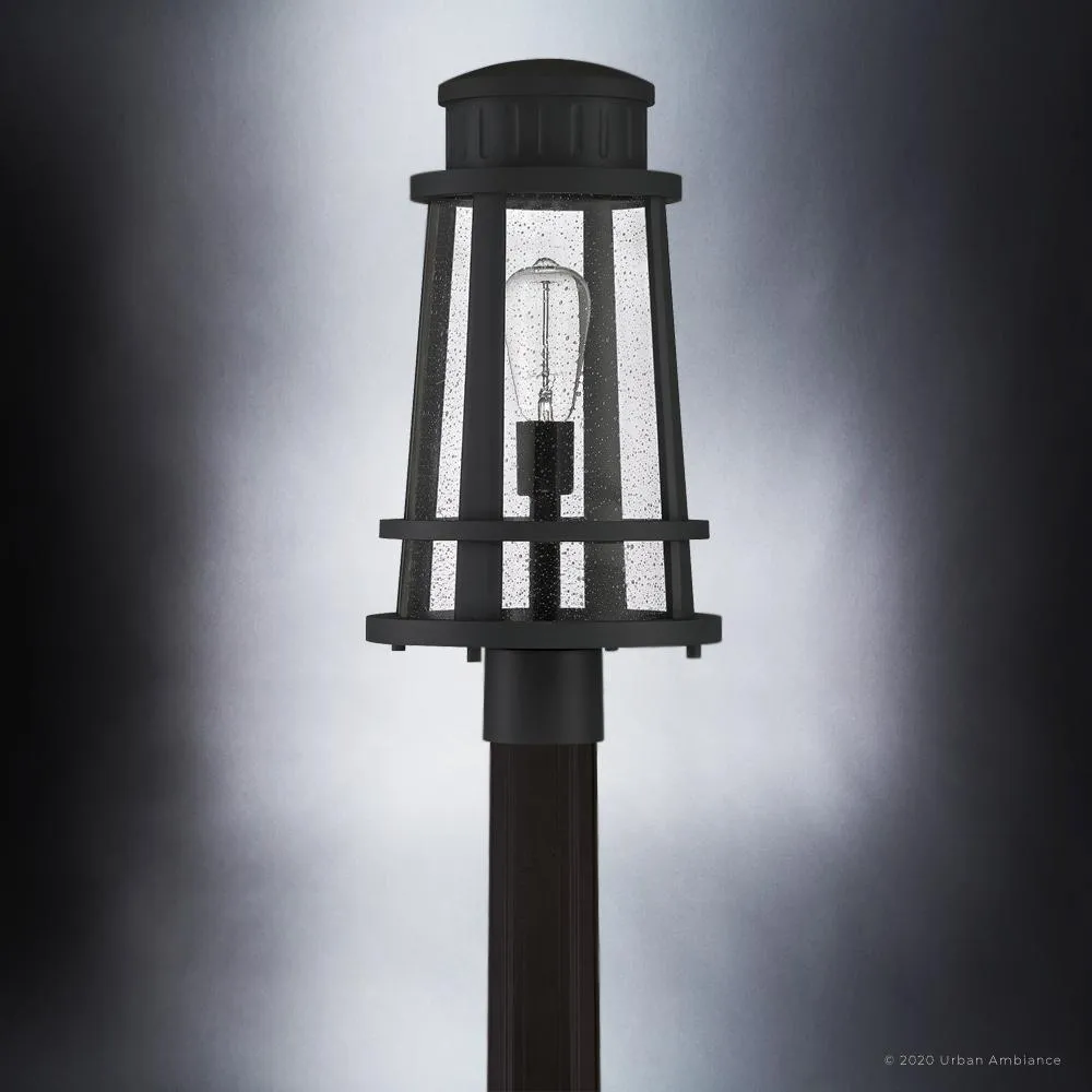 UQL1584 Tudor Outdoor Post Light 19''H x 9.75''W, Natural Black Finish, Westcliffe Collection