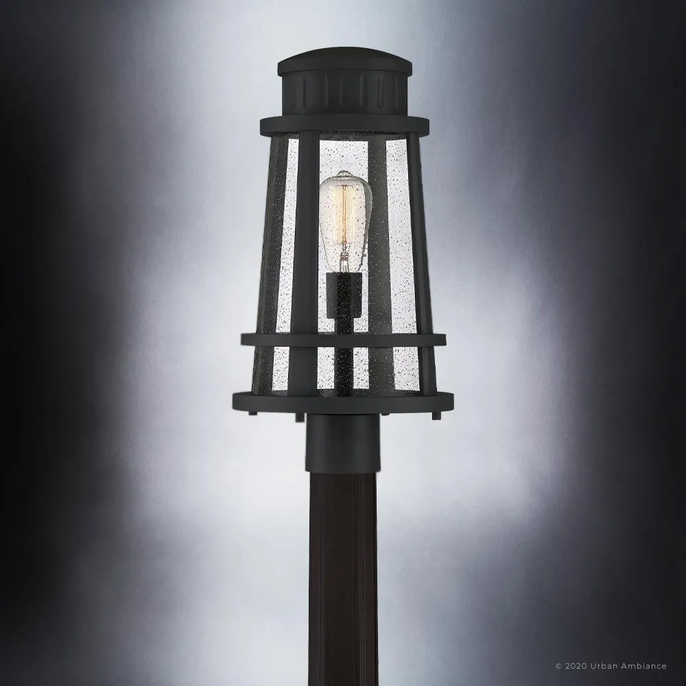 UQL1584 Tudor Outdoor Post Light 19''H x 9.75''W, Natural Black Finish, Westcliffe Collection