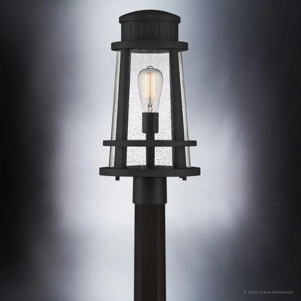 UQL1584 Tudor Outdoor Post Light 19''H x 9.75''W, Natural Black Finish, Westcliffe Collection