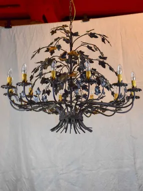 Very large 12-light chandelier - black ivy