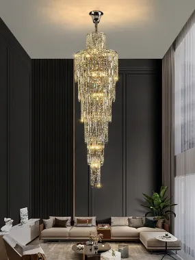 Villa Living Room Crystal High Ceiling Large Long Chandelier Light Lamp Staircase