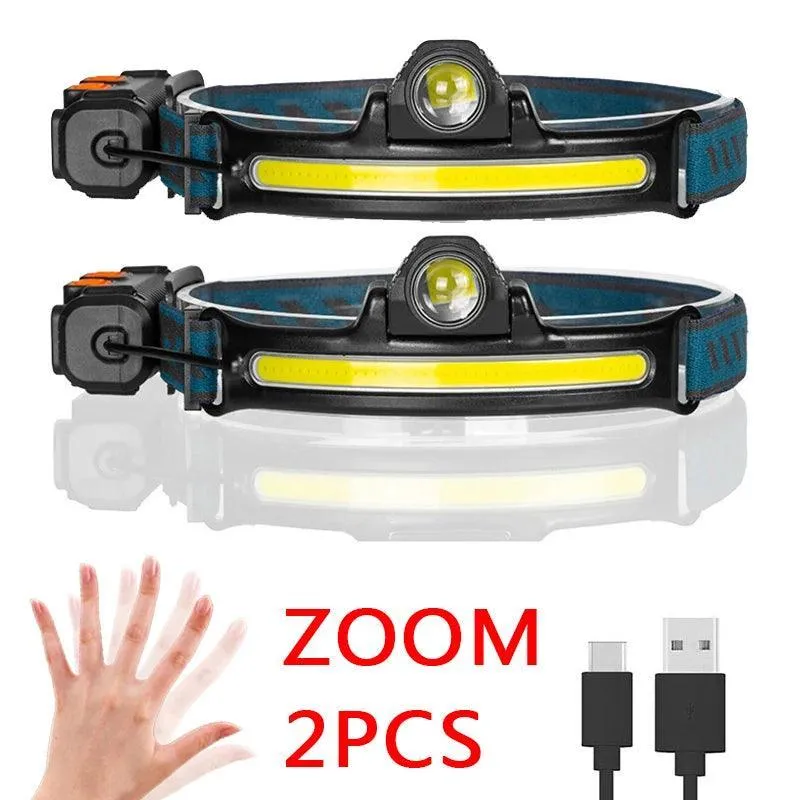 Wave Sensor Headlamp: Illuminate Your Path with XPG COB Technology!