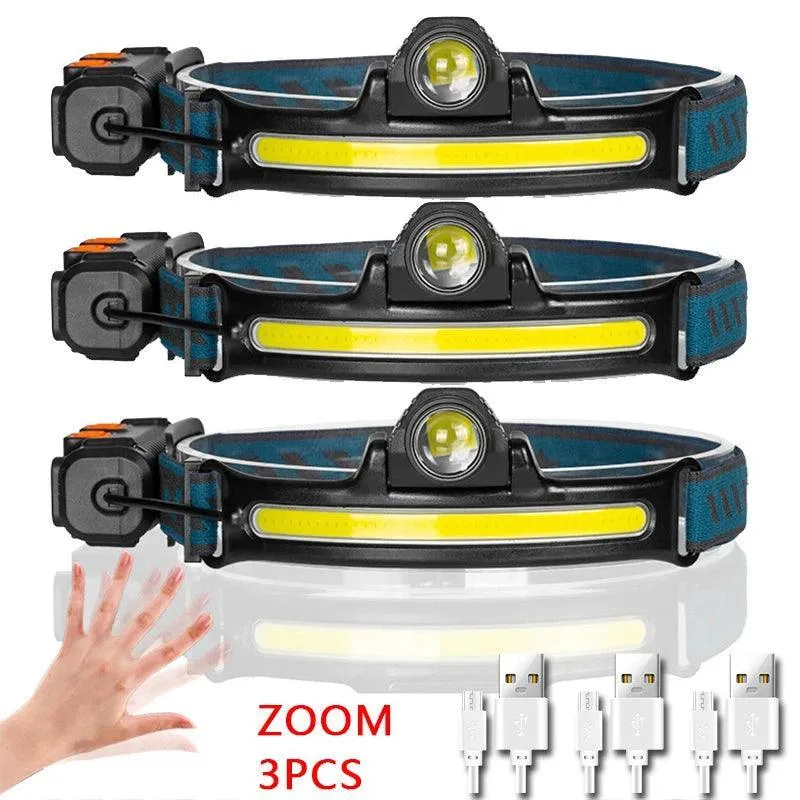 Wave Sensor Headlamp: Illuminate Your Path with XPG COB Technology!