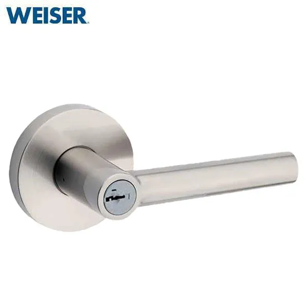 Weiser - SENL535 - Milan Lever Set - Round Rose - 15 - Satin Nickel - Entrance - SmartKey Technology - Grade 2