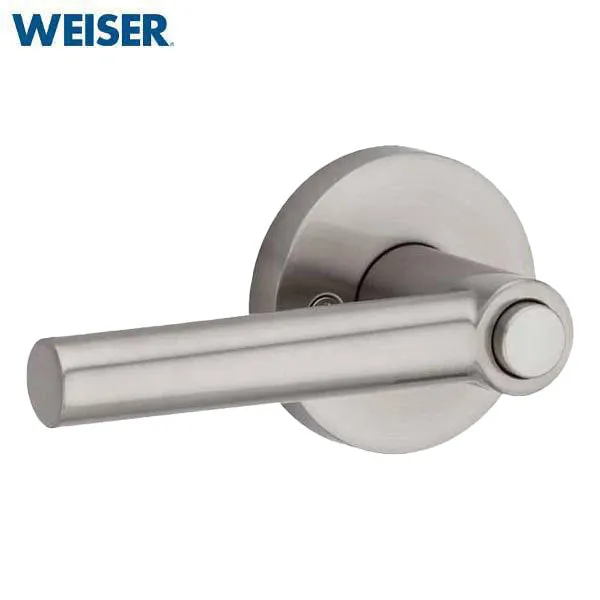 Weiser - SENL535 - Milan Lever Set - Round Rose - 15 - Satin Nickel - Entrance - SmartKey Technology - Grade 2