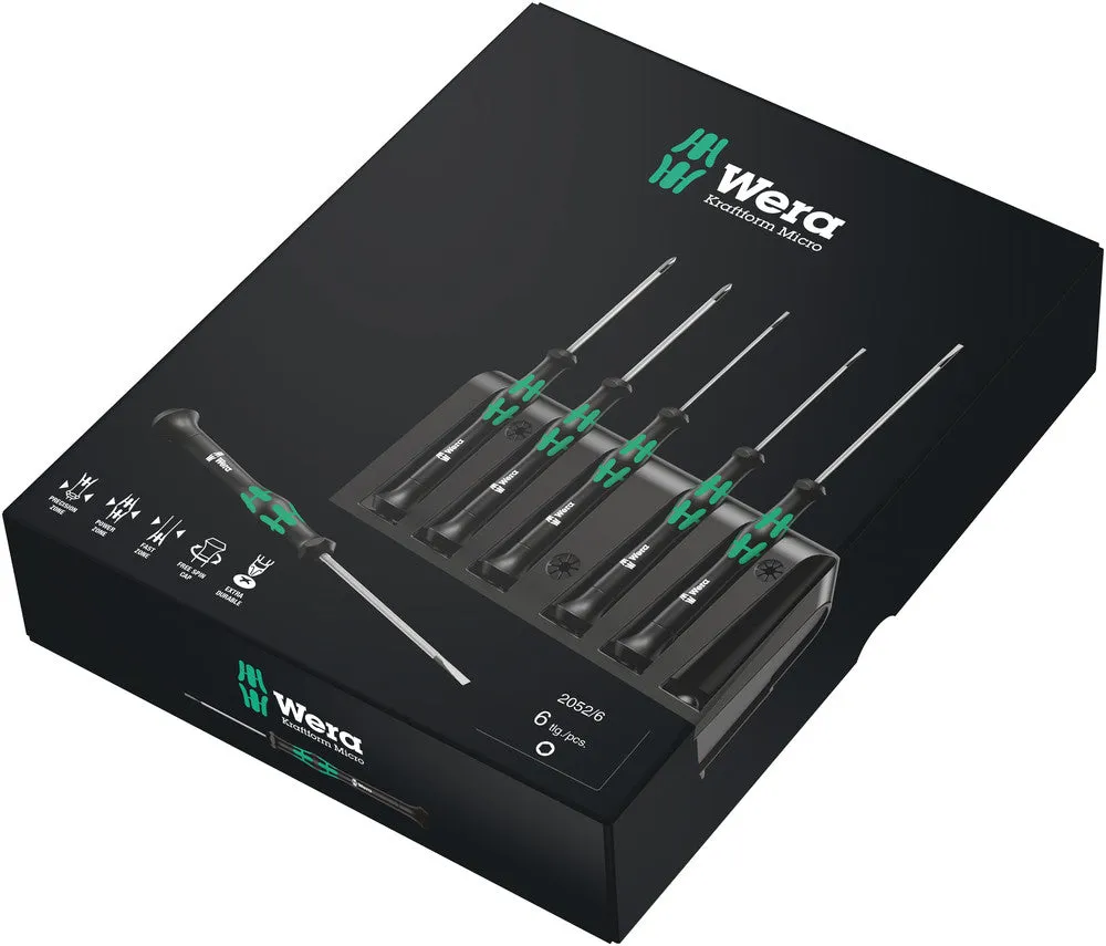 Wera 118156 6pc 2052/6 Kraftform Micro Hex-Plus Screwdriver Set