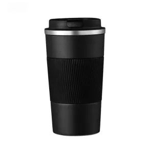 Wosta Travel Mug, Insulated Coffee Cup with Leakproof Lid,Vacuum Insulation Stainless Steel Reusable for Hot Cold Coffee,Tea, Thermal Mug with Non-Slip (Black, 510 Ml)